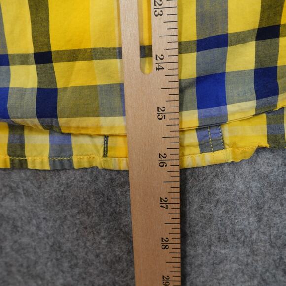 Ralph Lauren Top Womens Large Button Front Plaid Long Sleeve Yellow Preppy - Picture 7 of 8